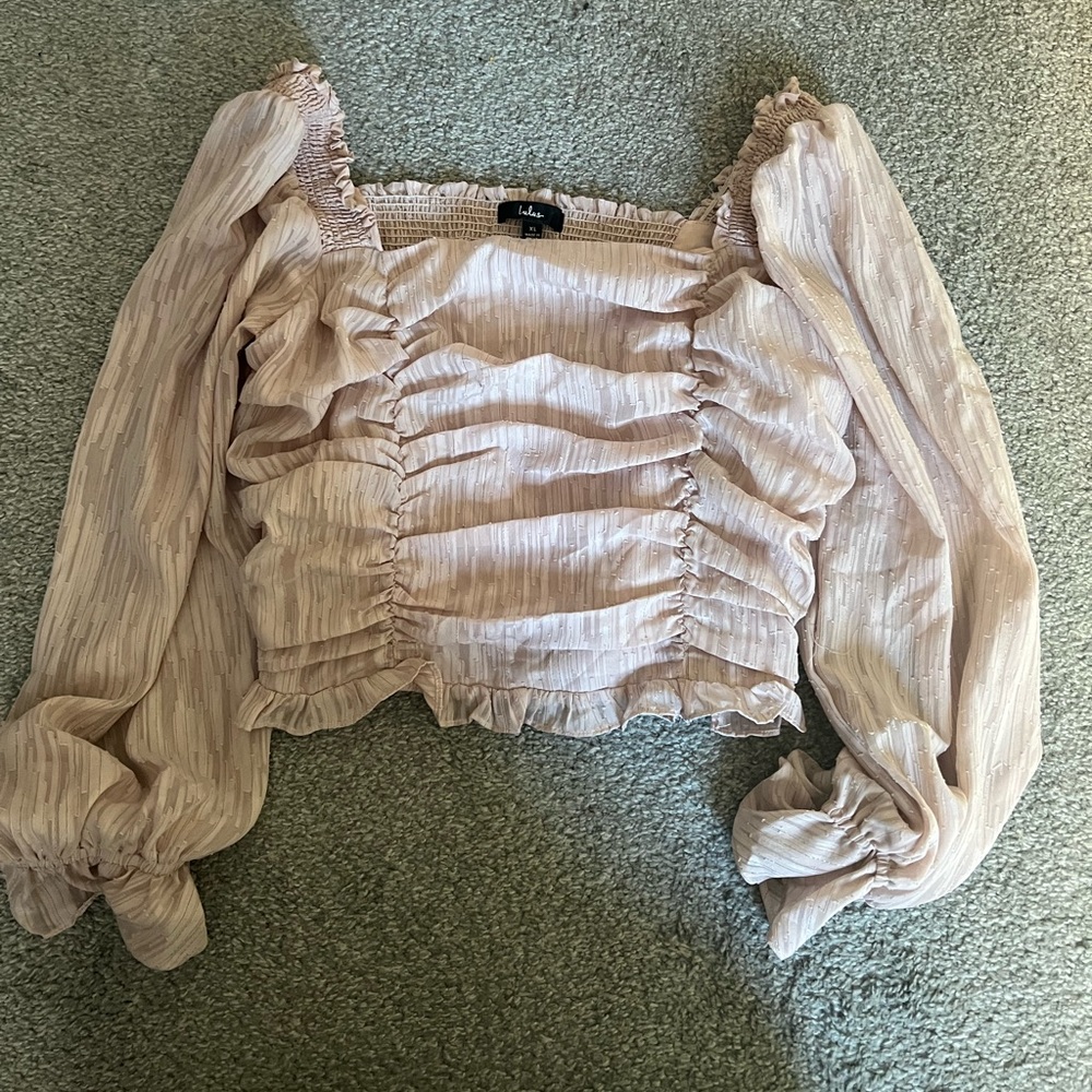 Lulu’s Pink Metallic Ruched Top